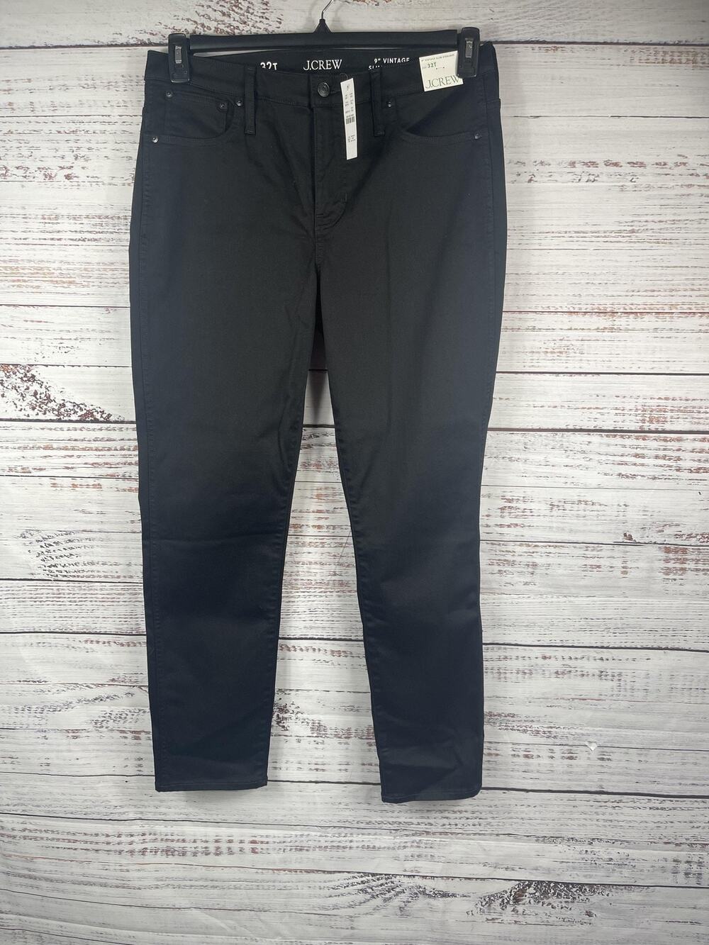 J. Crew Jeans Women's SZ 32 Tall Black 9 Vintage Slim Straight High Rise Stretch